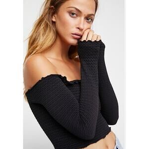 NEW Free People Intimately Textured Long Sleeve Crop Gray size xs/s